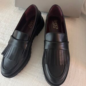 Black leather Franco Sarto loafers